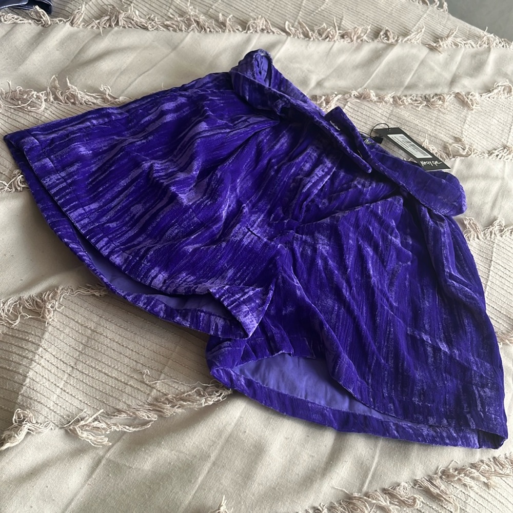 Bright purple textured velvet short.matching vest in closet!